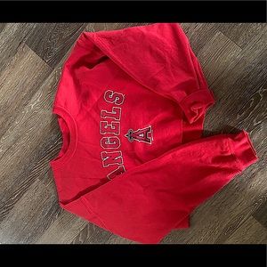 Cropped angels crew neck sweatshirt